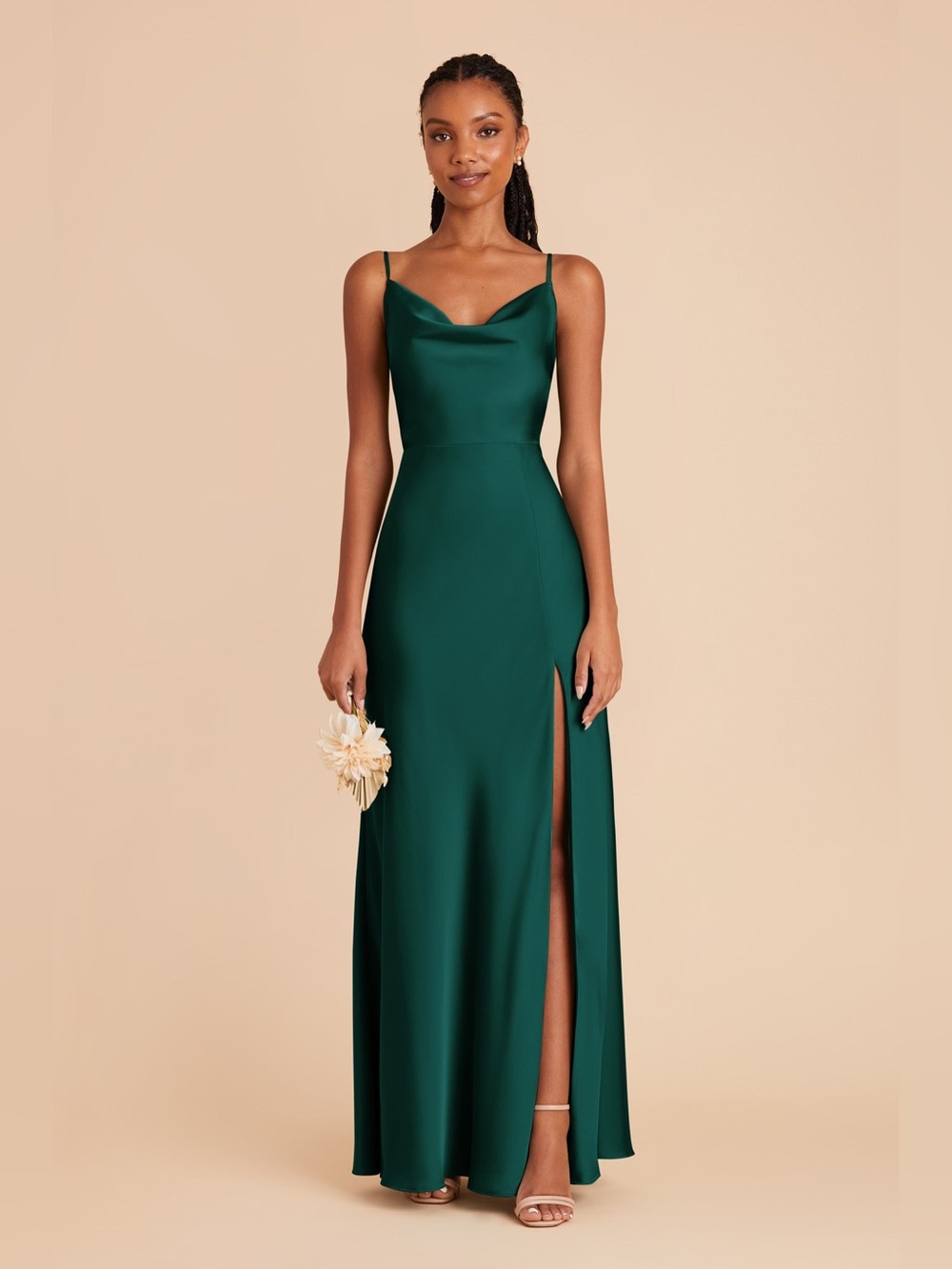 Birdy Grey Lisa Emerald Matte Satin Bridesmaid Maxi Dress M NWT